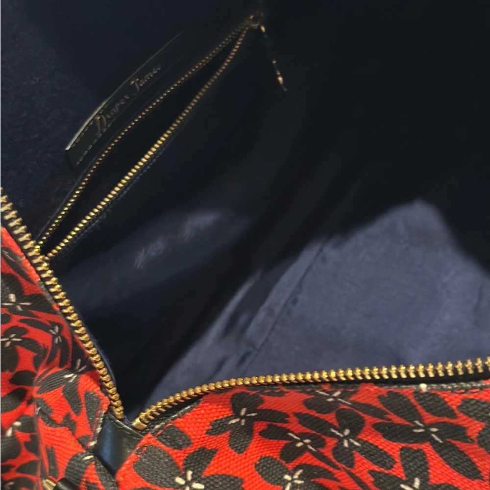 Draper James Red Floral Canvas Travel Duffel with Black Trim - Picture 5 of 9
